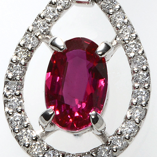 プラチナ ルビー ダイヤモンド ネックレス（R 0.616ct D0.27ct・非加熱）8枚目