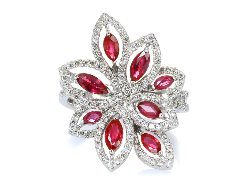プラチナ ルビー ダイヤモンド リング(R1.28ct D0.73ct)