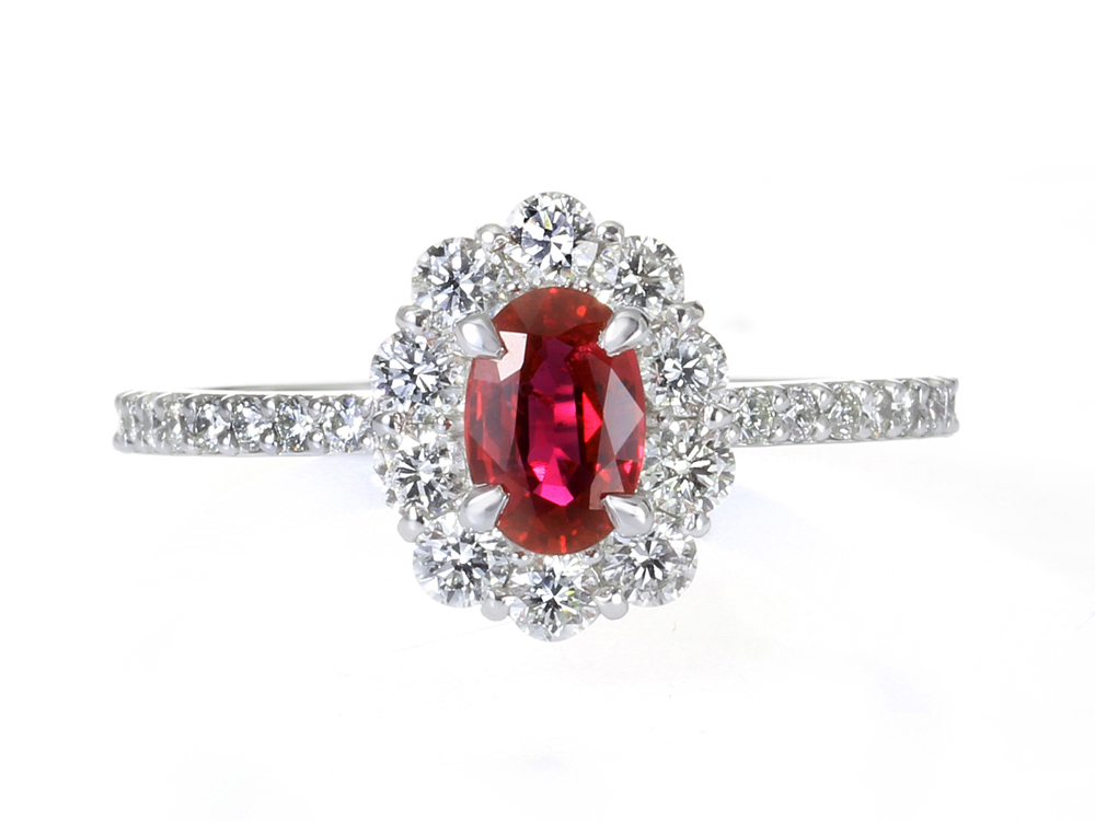 プラチナ ルビー ダイヤモンド リング（R0.61ct D0.54ct・非加熱 ピジョンブラッド）