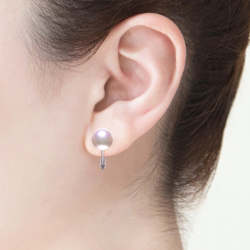 オーロラ天女 花珠真珠 イヤリング(リング用ルース×2個使用)(9ミリ以上 無調色・ホワイトピンク系/最上級)5枚目