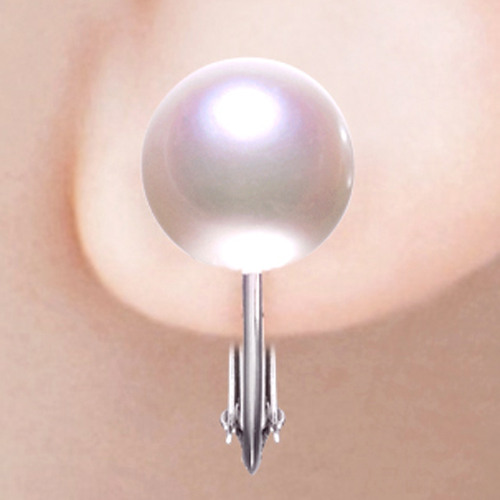 オーロラ天女 花珠真珠 イヤリング(リング用ルース×2個使用)(9ミリ以上 無調色・ホワイトピンク系/最上級)6枚目