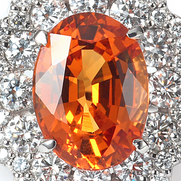 プラチナ スぺサタイト（スぺサルティン）ガーネット ダイヤモンド リング（SG2.558ct D1.040ct・マンダリンガーネット）2枚目