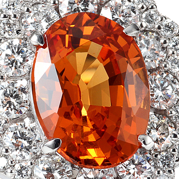 プラチナ スぺサタイト（スぺサルティン）ガーネット ダイヤモンド リング（SG2.558ct D1.040ct・マンダリンガーネット）3枚目