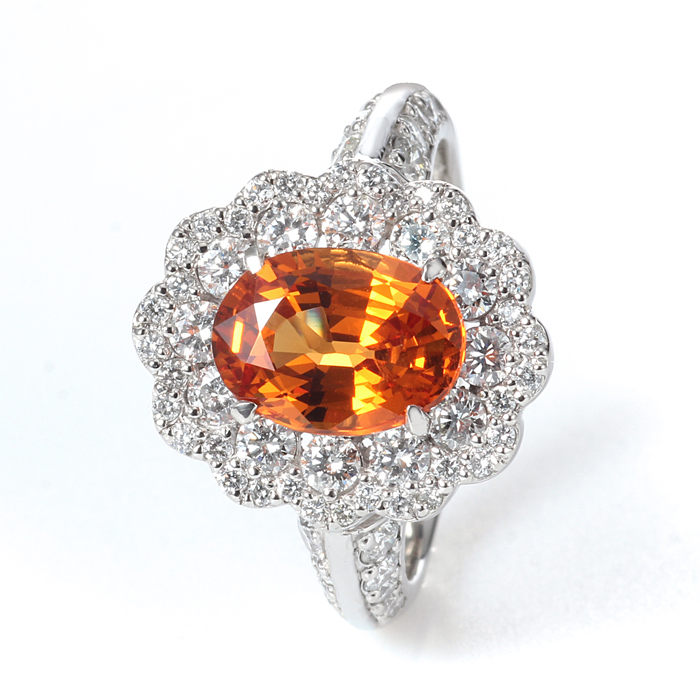 プラチナ スぺサタイト（スぺサルティン）ガーネット ダイヤモンド リング（SG2.558ct D1.040ct・マンダリンガーネット）5枚目