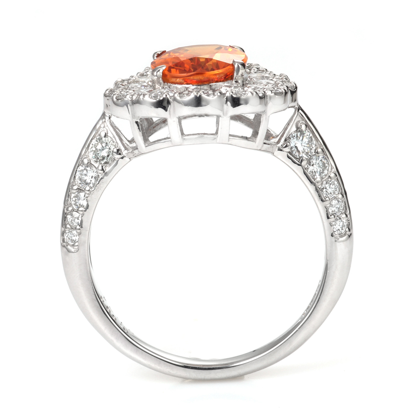 プラチナ スぺサタイト（スぺサルティン）ガーネット ダイヤモンド リング（SG2.558ct D1.040ct・マンダリンガーネット）8枚目