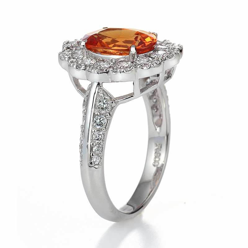 プラチナ スぺサタイト（スぺサルティン）ガーネット ダイヤモンド リング（SG2.558ct D1.040ct・マンダリンガーネット）9枚目