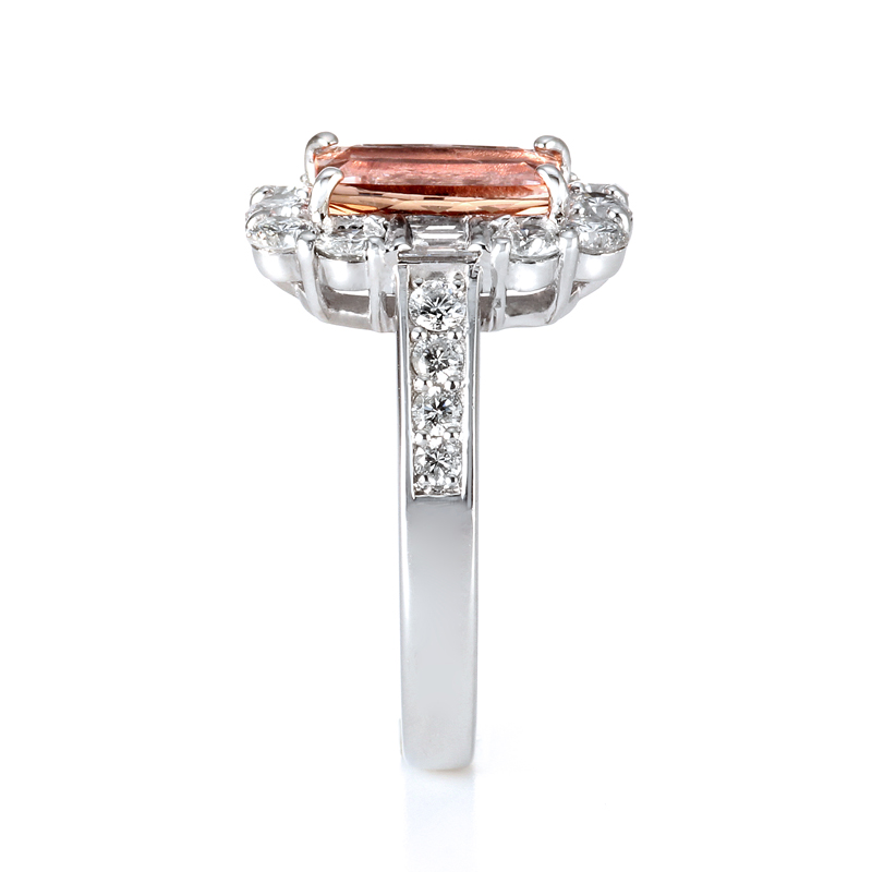 プラチナ インペリアルトパーズ ダイヤモンド リング（IT 1.70ct D 1.16ct・最上級 ピンキッシュ シェリーカラー）7枚目