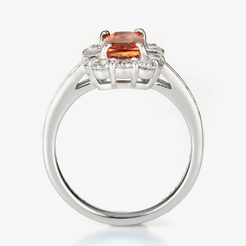プラチナ インペリアルトパーズ ダイヤモンド リング（IT 1.70ct D 1.16ct・最上級 ピンキッシュ シェリーカラー）8枚目