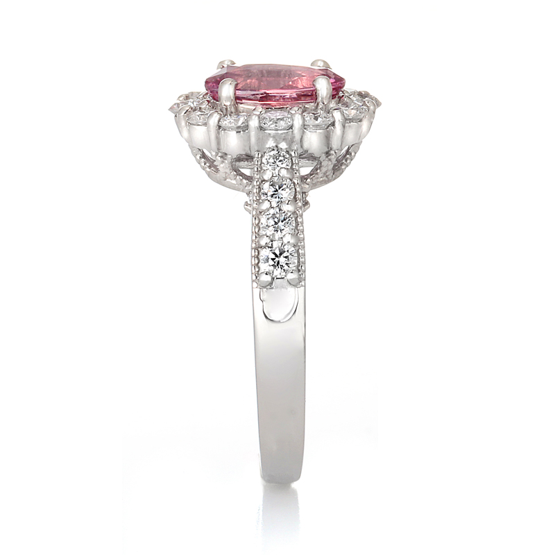 プラチナ パパラチャ ダイヤモンド リング（PS1.01ct D0.70ct・非加熱　ノーヒート）8枚目