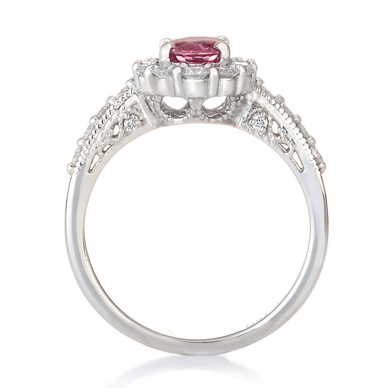 プラチナ パパラチャ ダイヤモンド リング（PS1.01ct D0.70ct・非加熱　ノーヒート）9枚目