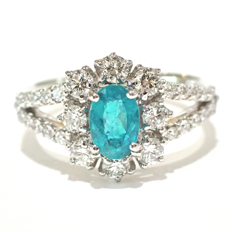 プラチナ パライバトルマリン リング（PA0.54ct D0.70ct・ブラジル産　最上級）2枚目