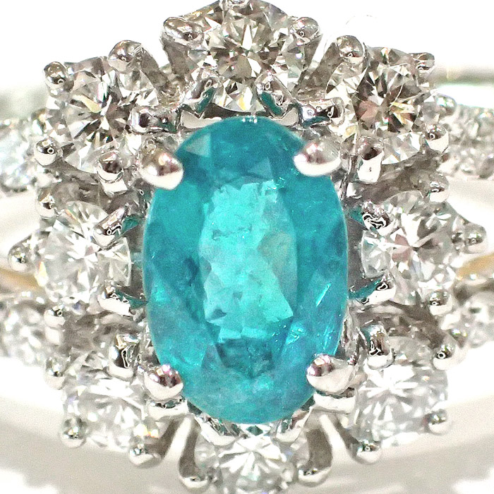 プラチナ パライバトルマリン リング（PA0.54ct D0.70ct・ブラジル産　最上級）3枚目
