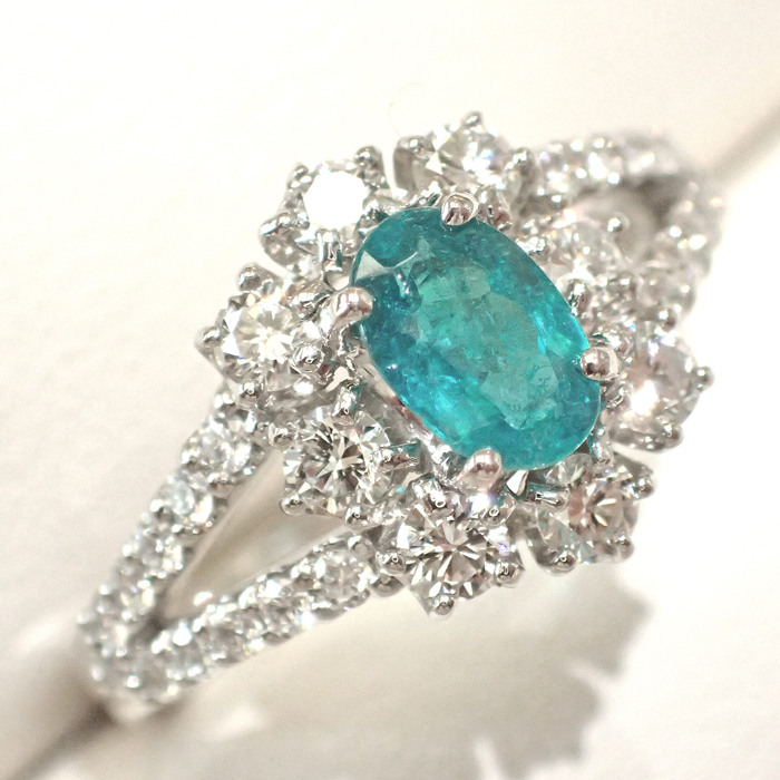 プラチナ パライバトルマリン リング（PA0.54ct D0.70ct・ブラジル産　最上級）4枚目