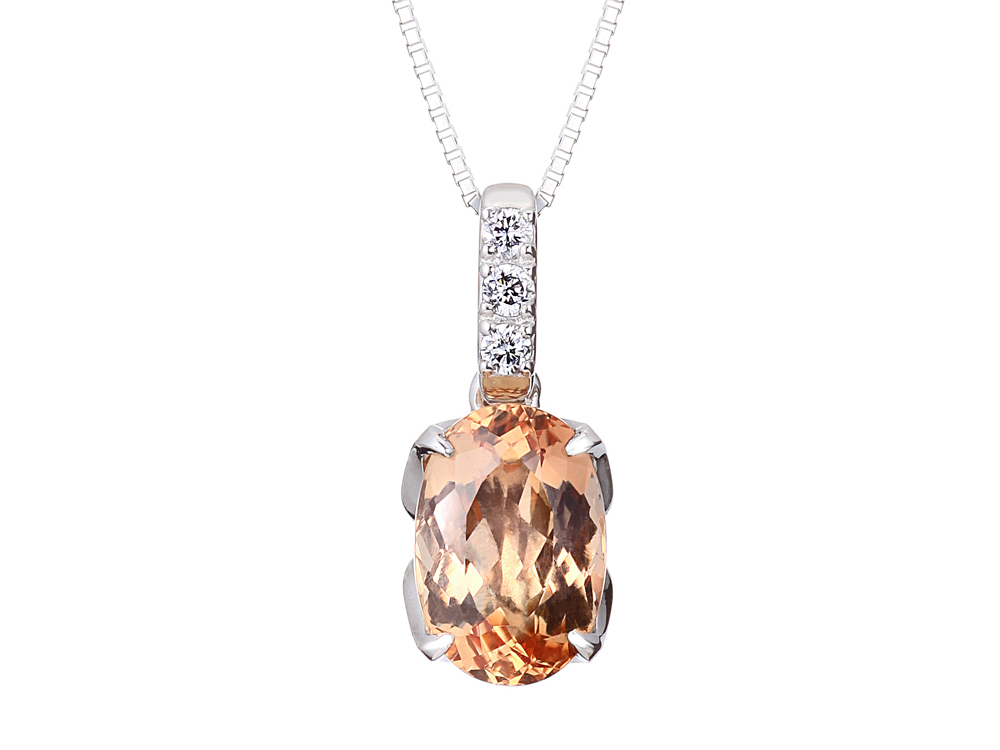 プラチナ インペリアルトパーズ ダイヤモンド ネックレス（IT 2.79ct D 0.07ct・ピンキッシュ シェリーカラー）