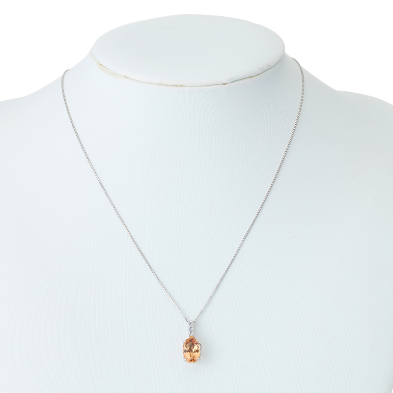 プラチナ インペリアルトパーズ ダイヤモンド ネックレス（IT 2.79ct D 0.07ct・ピンキッシュ シェリーカラー）10枚目