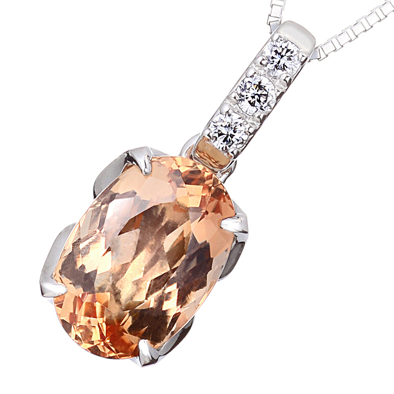 プラチナ インペリアルトパーズ ダイヤモンド ネックレス（IT 2.79ct D 0.07ct・ピンキッシュ シェリーカラー）2枚目