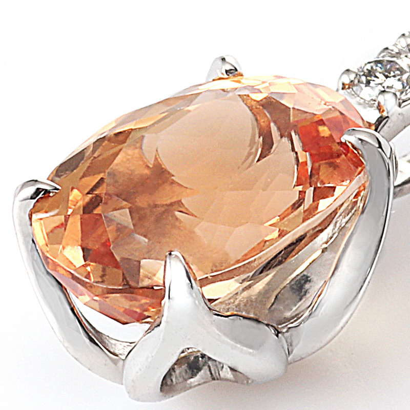 プラチナ インペリアルトパーズ ダイヤモンド ネックレス（IT 2.79ct D 0.07ct・ピンキッシュ シェリーカラー）3枚目
