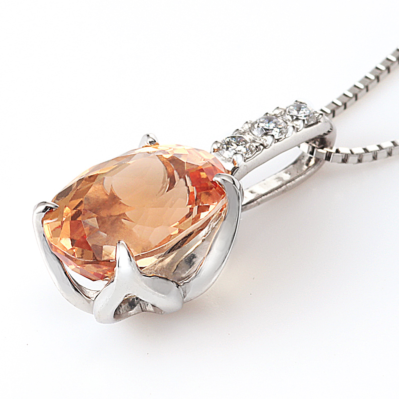 プラチナ インペリアルトパーズ ダイヤモンド ネックレス（IT 2.79ct D 0.07ct・ピンキッシュ シェリーカラー）5枚目