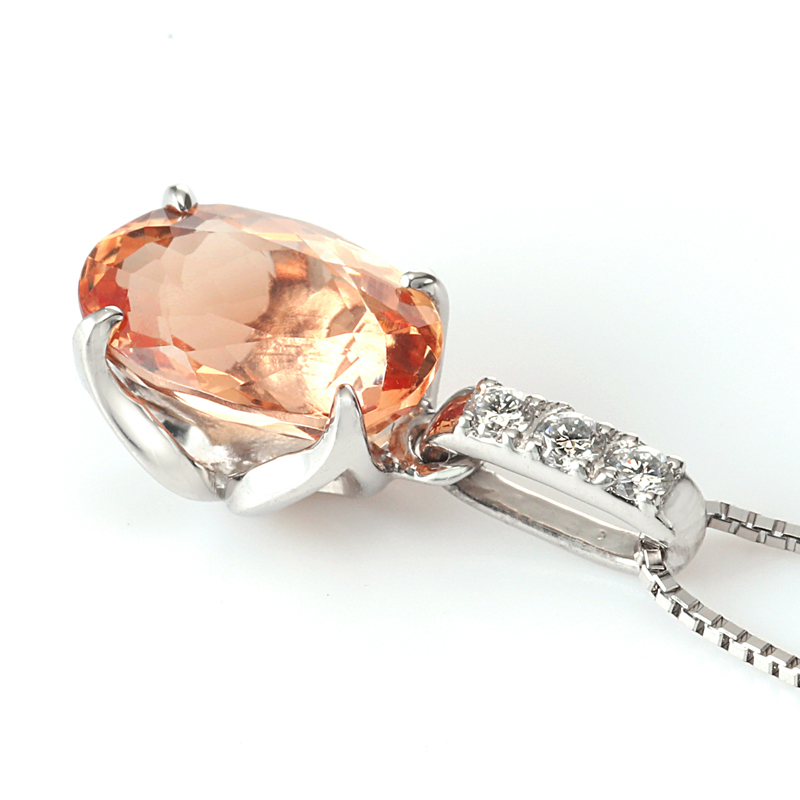 プラチナ インペリアルトパーズ ダイヤモンド ネックレス（IT 2.79ct D 0.07ct・ピンキッシュ シェリーカラー）6枚目