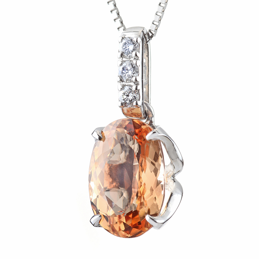 プラチナ インペリアルトパーズ ダイヤモンド ネックレス（IT 2.79ct D 0.07ct・ピンキッシュ シェリーカラー）7枚目