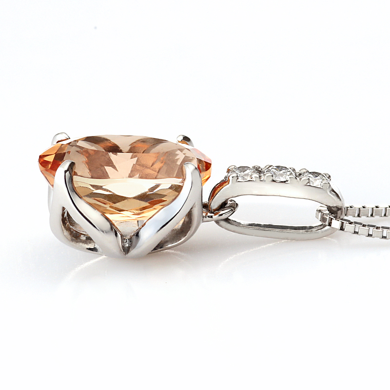 プラチナ インペリアルトパーズ ダイヤモンド ネックレス（IT 2.79ct D 0.07ct・ピンキッシュ シェリーカラー）8枚目