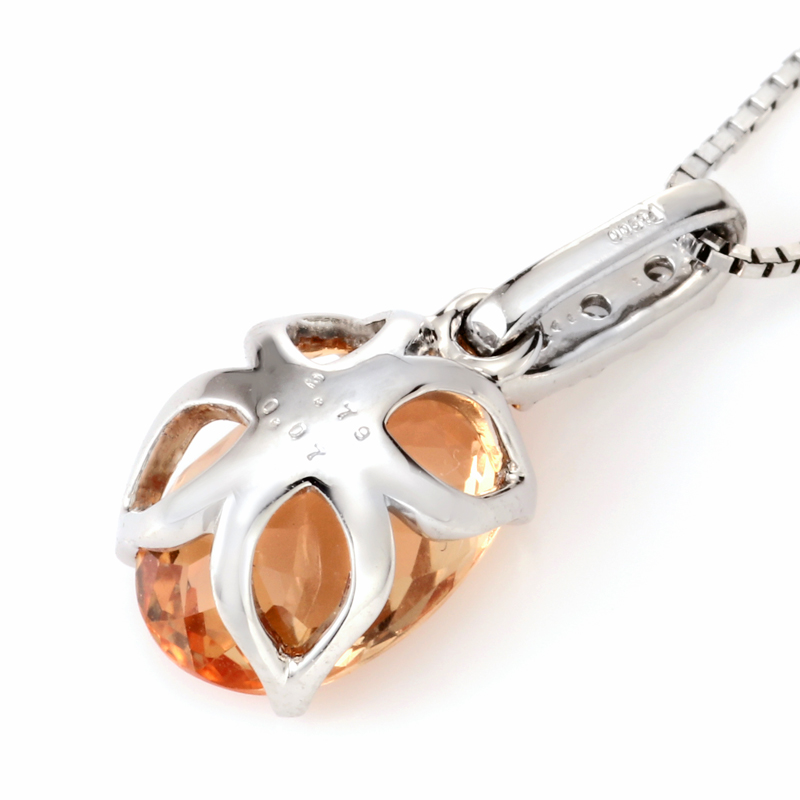 プラチナ インペリアルトパーズ ダイヤモンド ネックレス（IT 2.79ct D 0.07ct・ピンキッシュ シェリーカラー）9枚目