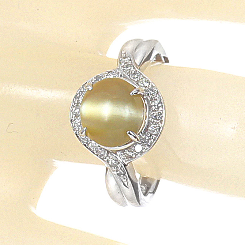 プラチナ クリソベリル キャッツアイ リング(CC3.51ct D0.18ct・最上級)10枚目