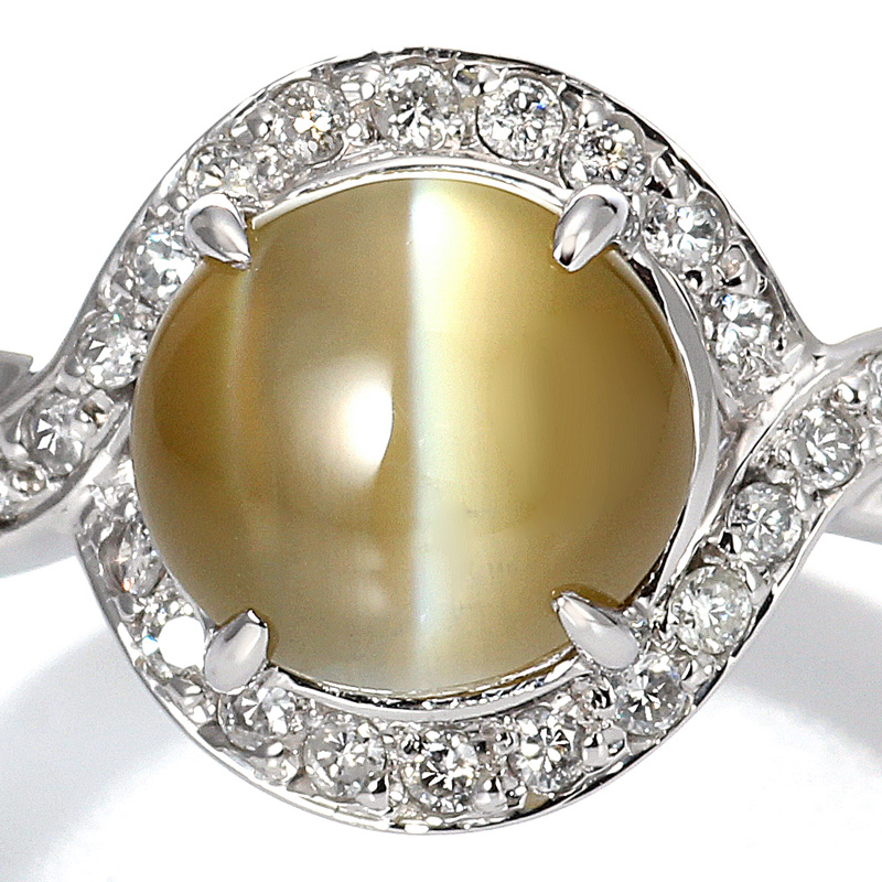 プラチナ クリソベリル キャッツアイ リング(CC3.51ct D0.18ct・最上級)2枚目