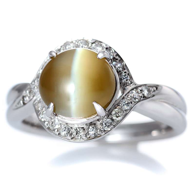プラチナ クリソベリル キャッツアイ リング(CC3.51ct D0.18ct・最上級)3枚目