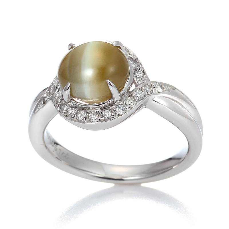 プラチナ クリソベリル キャッツアイ リング(CC3.51ct D0.18ct・最上級)5枚目