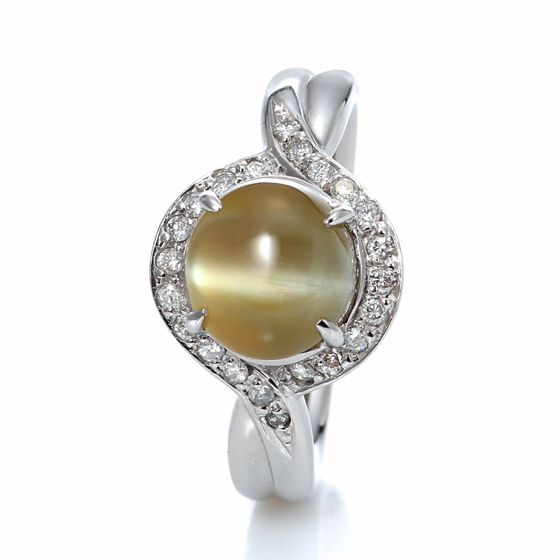 プラチナ クリソベリル キャッツアイ リング(CC3.51ct D0.18ct・最上級)6枚目