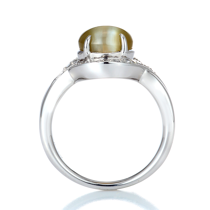 プラチナ クリソベリル キャッツアイ リング(CC3.51ct D0.18ct・最上級)8枚目