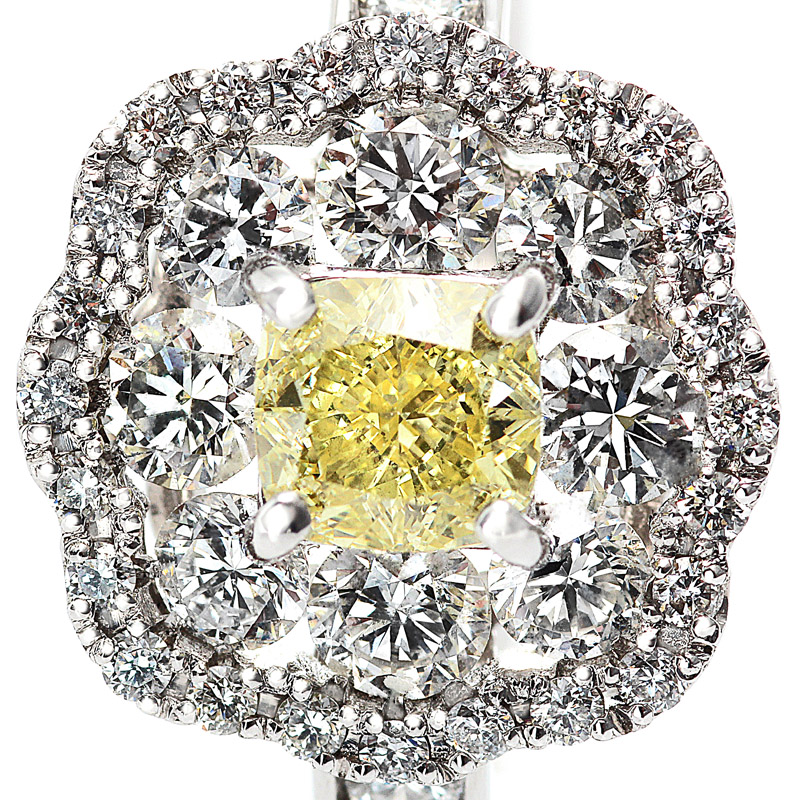 プラチナ ダイヤモンド リング FANCY INTENSE YELLOW  VVS-2（0.522ct 1.09ct・FANCY INTENSE YELLOW  VVS-2 天然色）4枚目