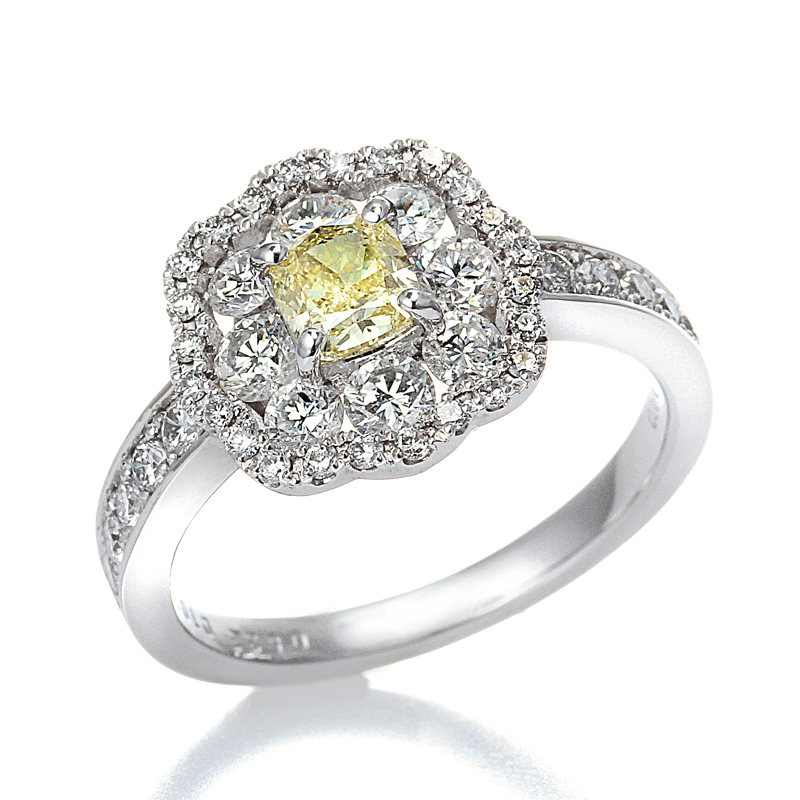 プラチナ ダイヤモンド リング FANCY INTENSE YELLOW  VVS-2（0.522ct 1.09ct・FANCY INTENSE YELLOW  VVS-2 天然色）5枚目