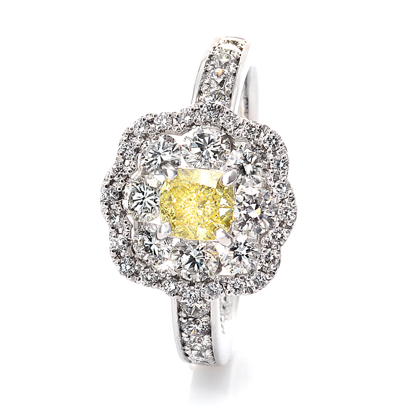 プラチナ ダイヤモンド リング FANCY INTENSE YELLOW  VVS-2（0.522ct 1.09ct・FANCY INTENSE YELLOW  VVS-2 天然色）8枚目