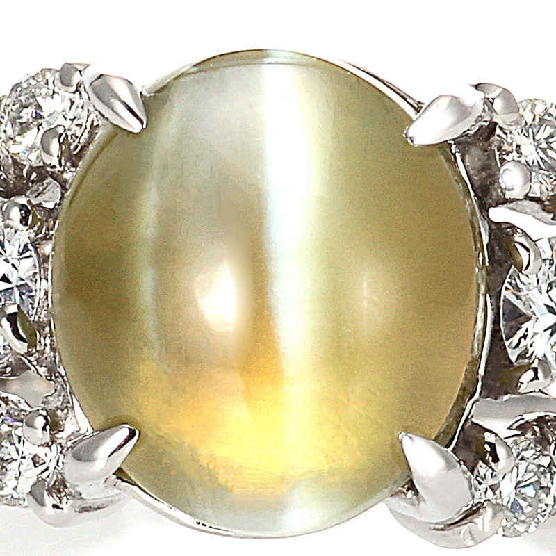 プラチナ クリソベリル キャッツアイ リング(CC5.03ct D0.50ct・最上級)2枚目