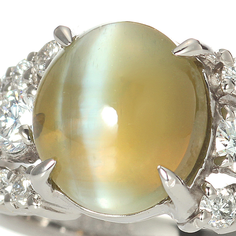 プラチナ クリソベリル キャッツアイ リング(CC5.03ct D0.50ct・最上級)4枚目