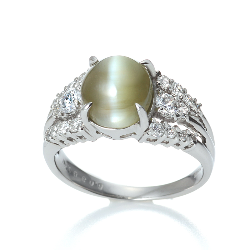 プラチナ クリソベリル キャッツアイ リング(CC5.03ct D0.50ct・最上級)5枚目