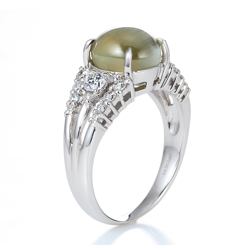 プラチナ クリソベリル キャッツアイ リング(CC5.03ct D0.50ct・最上級)7枚目