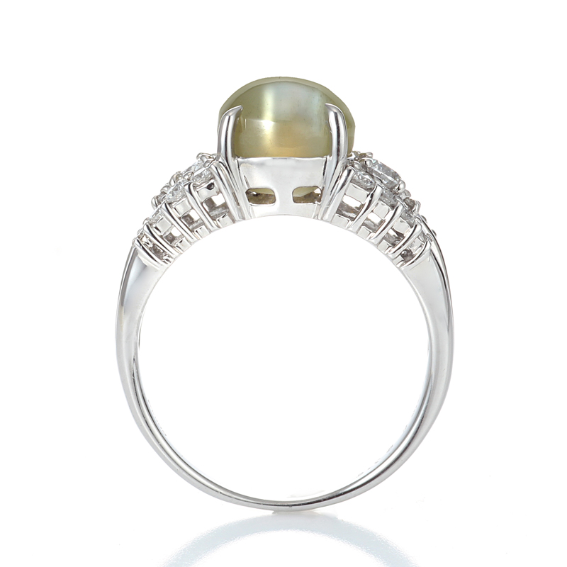 プラチナ クリソベリル キャッツアイ リング(CC5.03ct D0.50ct・最上級)9枚目