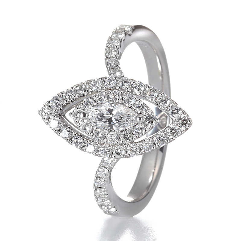 プラチナ ダイヤモンド リング(中石0.198ct 脇石0.46ct・Eカラー・SI-2クラス・マーキスカット)6枚目