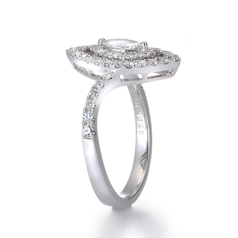 プラチナ ダイヤモンド リング(中石0.198ct 脇石0.46ct・Eカラー・SI-2クラス・マーキスカット)7枚目