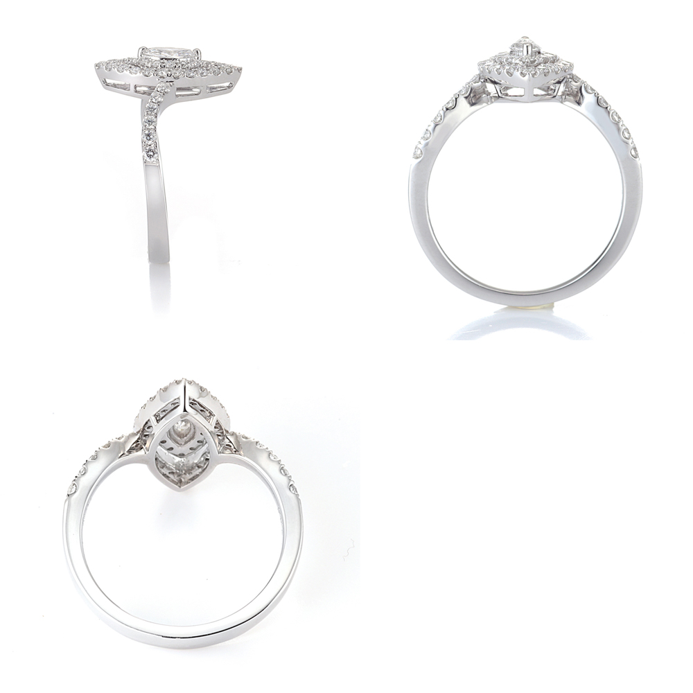 プラチナ ダイヤモンド リング(中石0.198ct 脇石0.46ct・Eカラー・SI-2クラス・マーキスカット)8枚目