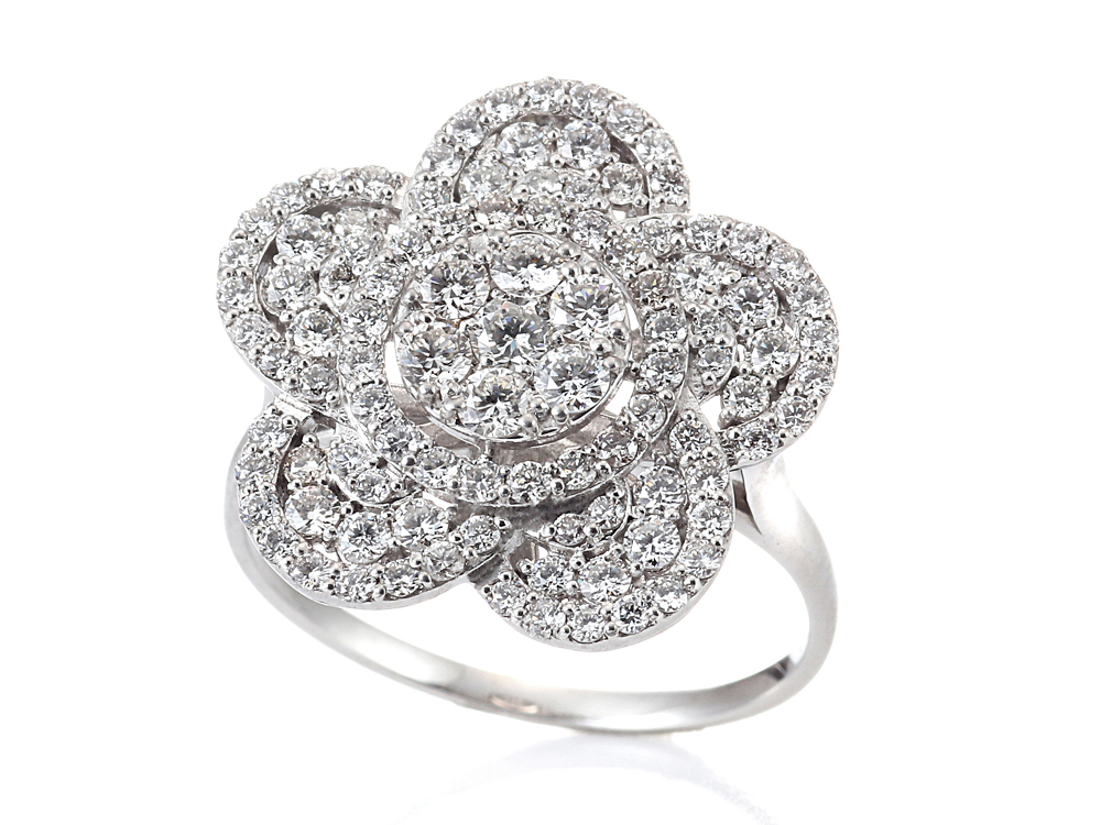 プラチナ フラワーパヴェ ダイヤモンド リング(合計1.00ct)