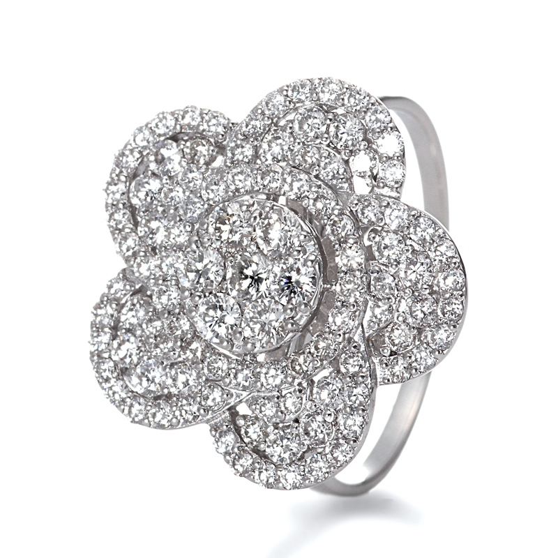 プラチナ フラワーパヴェ ダイヤモンド リング(合計1.00ct)6枚目