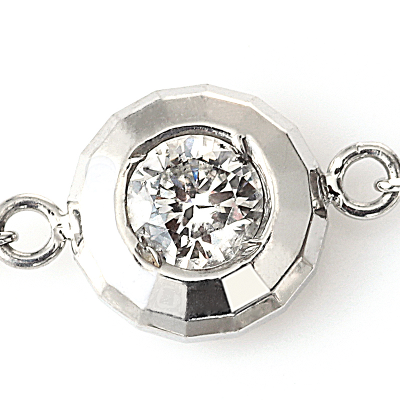 プラチナ製　ダイヤモンド　ステーションネックレス　最長80センチまで調整可能（D1.00ct 10石）3枚目