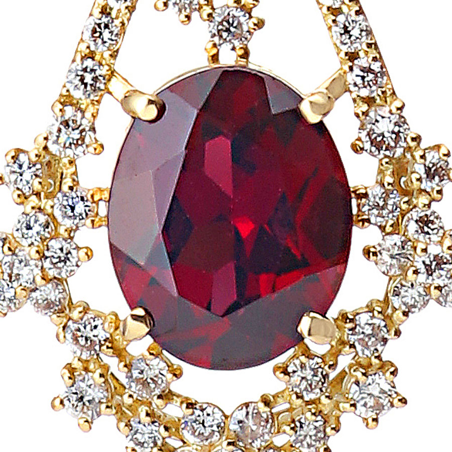 K18 ロードナイト・ガーネット ダイヤモンド ネックレス (ラージサイズ）（RG 3.16ct D 0.68ct・美しいパープルがかった濃い「赤」）2枚目