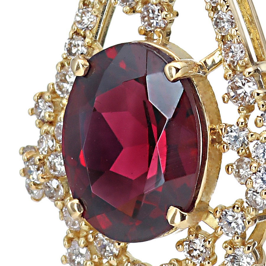 K18 ロードナイト・ガーネット ダイヤモンド ネックレス (ラージサイズ）（RG 3.16ct D 0.68ct・美しいパープルがかった濃い「赤」）4枚目