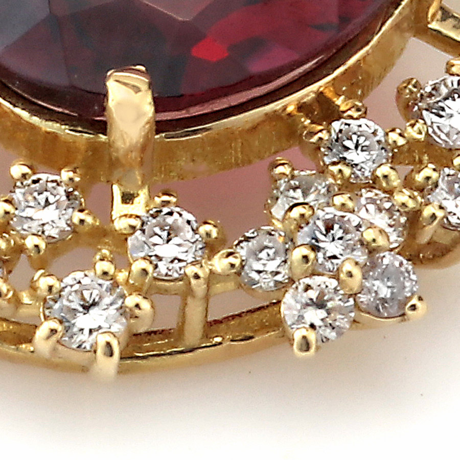 K18 ロードナイト・ガーネット ダイヤモンド ネックレス (ラージサイズ）（RG 3.16ct D 0.68ct・美しいパープルがかった濃い「赤」）8枚目