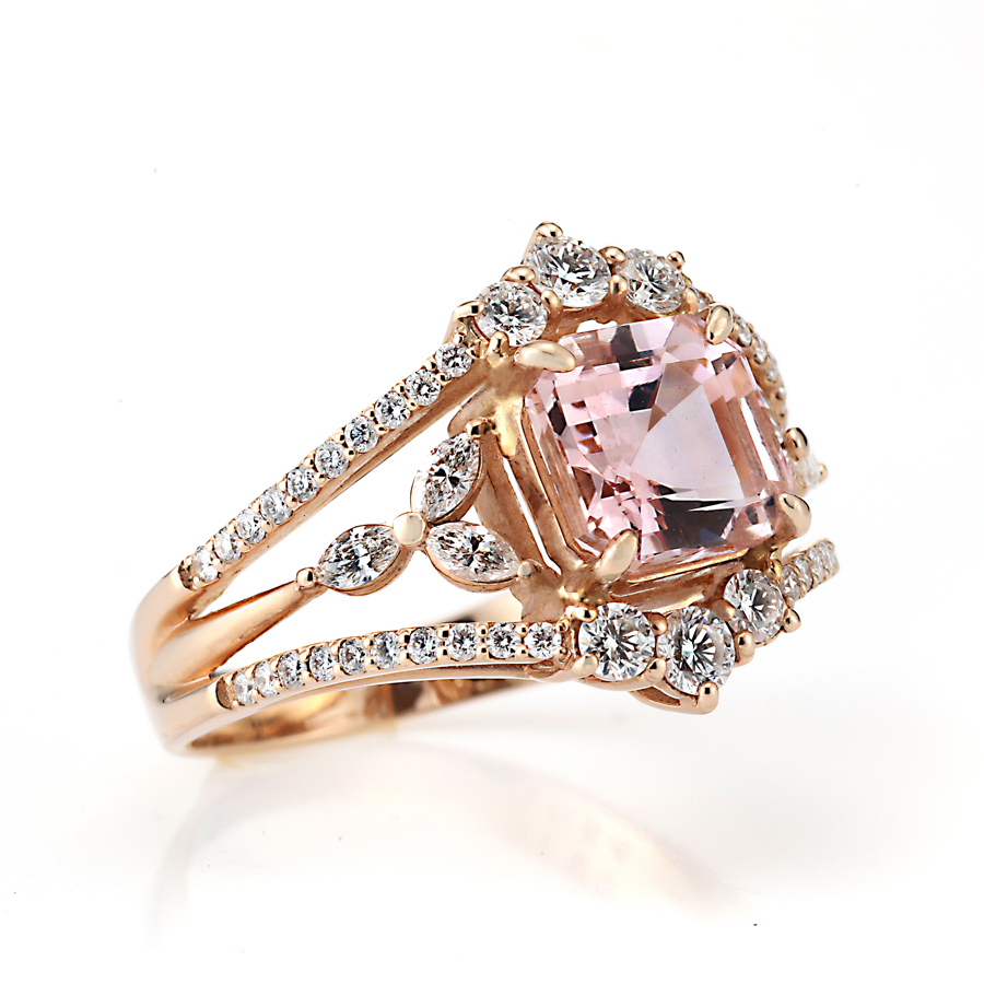 K18PG モルガナイト ダイヤモンド リング 4月の誕生石フェア 通常価格398,000円より10%OFF 令和8年4月30日まで(MO1.70ct D0.64ct)5枚目